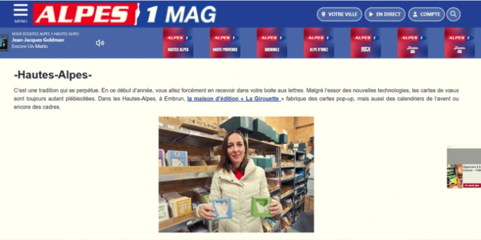 Article d’Alpes 1 sur la fabrication des cartes pop-up de La Girouette